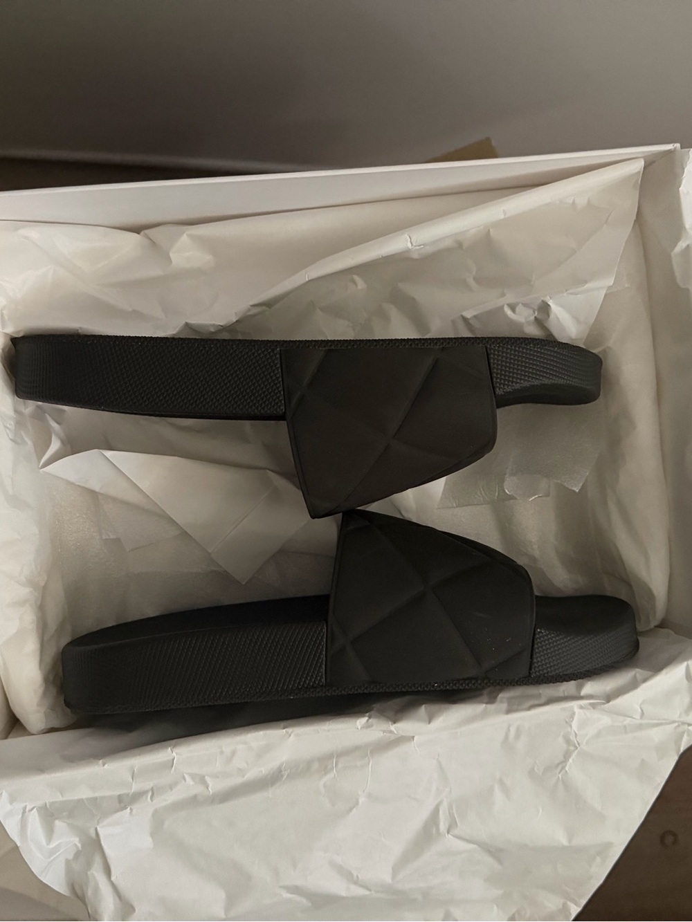 Bottega Veneta Black Quilted Slide Sandals